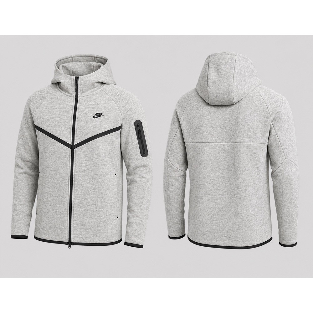 Nike Tech Men's Full Zip grey Windrunner Hoodie Large